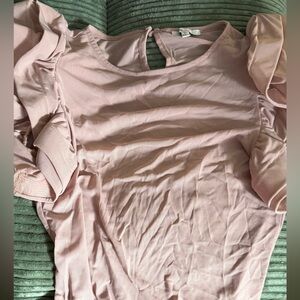 Elegant Pink Ruffle Sleeve Bodysuit